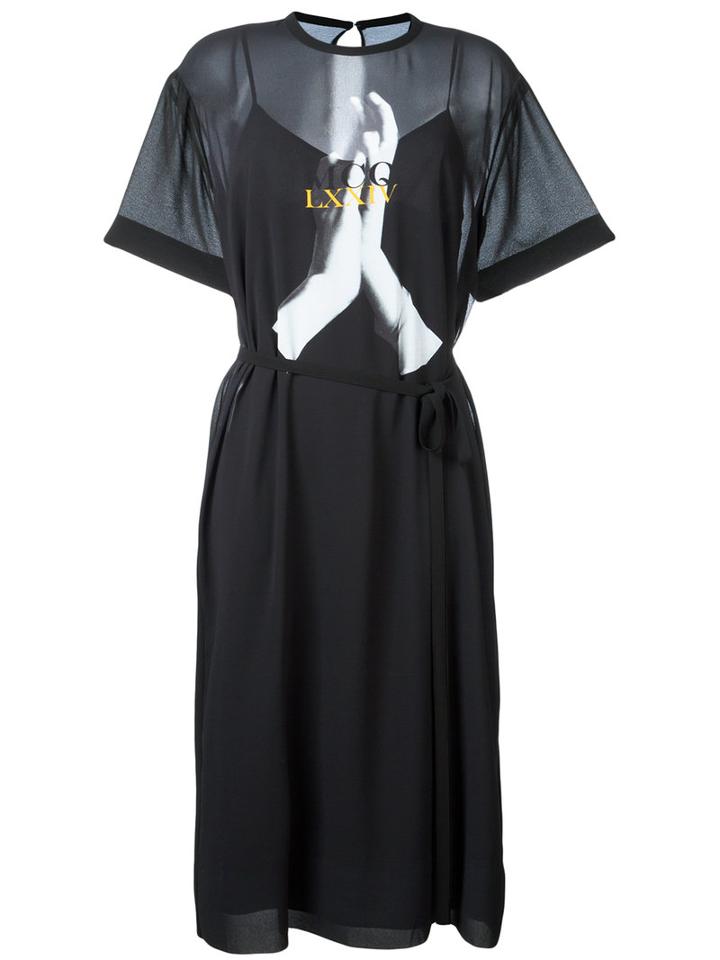 Mcq Alexander Mcqueen - Mesh Overlay Midi Dress - Women - Polyester - 42, Black, Polyester