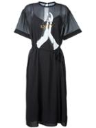 Mcq Alexander Mcqueen - Mesh Overlay Midi Dress - Women - Polyester - 42, Black, Polyester