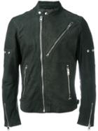 Diesel Zipped Biker Jacket, Men's, Size: Medium, Black, Sheep Skin/shearling/polyester