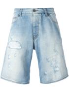 Armani Jeans - Distressed Long Denim Shorts - Men - Cotton/spandex/elastane - 46, Blue, Cotton/spandex/elastane