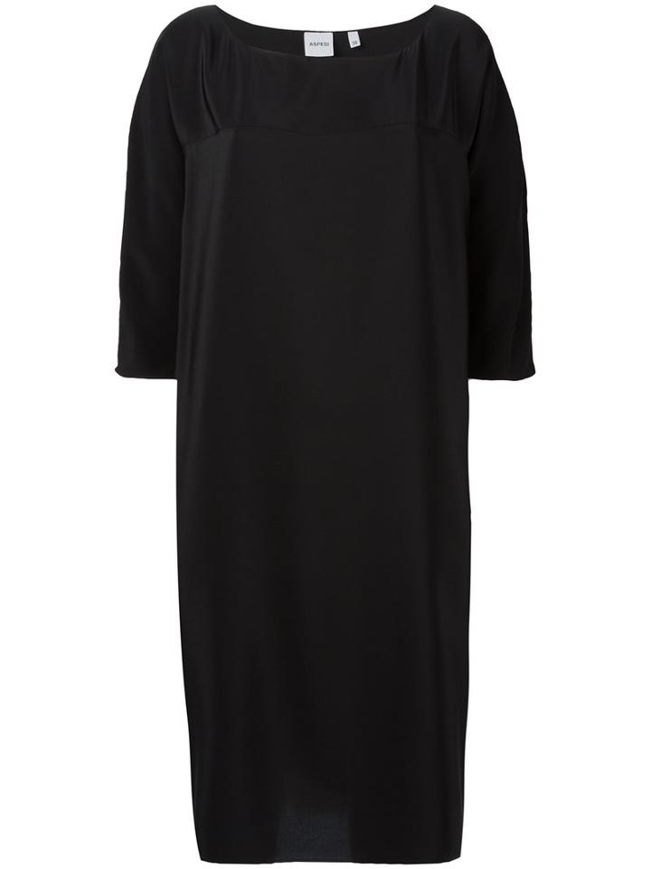 Aspesi Round Neck Shift Dress, Women's, Size: 42, Black, Silk