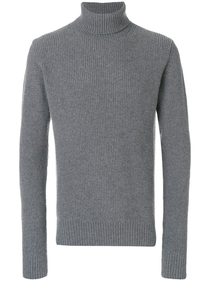 Officine Generale Ribbed Knit Turtleneck Sweater - Grey