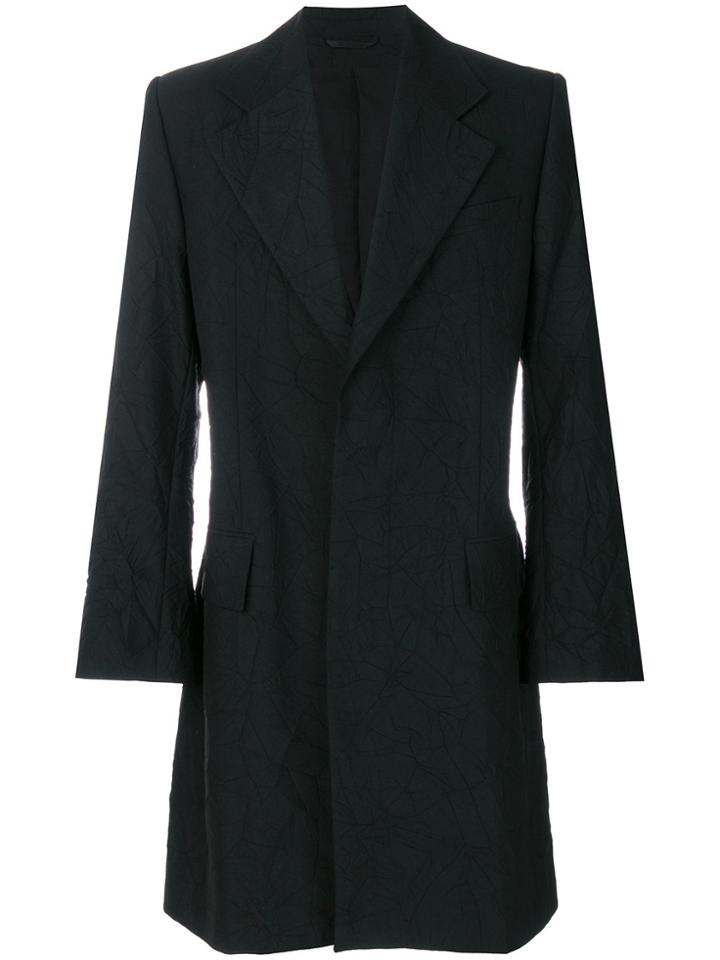 Ann Demeulemeester Single-breasted Crinkle Coat - Black