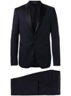 Tagliatore Contrast Lapel Suit, Men's, Size: 46, Blue, Cupro/virgin Wool