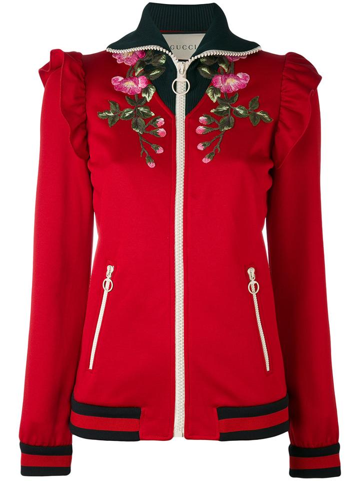 Gucci - Technical Embroidered Jersey Jacket - Women - Cotton/polyester - S, Red, Cotton/polyester