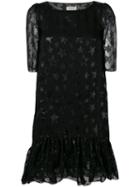 Saint Laurent Star Pattern Midi Dress, Women's, Size: 40, Black, Silk/polyamide