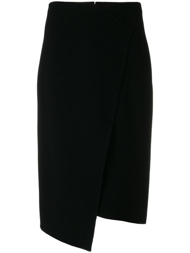 Oscar De La Renta Wrap Front Pencil Skirt - Black