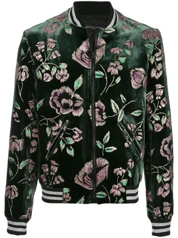 Garcons Infideles Floral Embroidered Bomber Jacket - Green