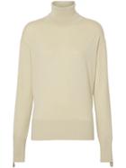 Burberry Logo Detail Merino Wool Silk Roll-neck Sweater - Neutrals