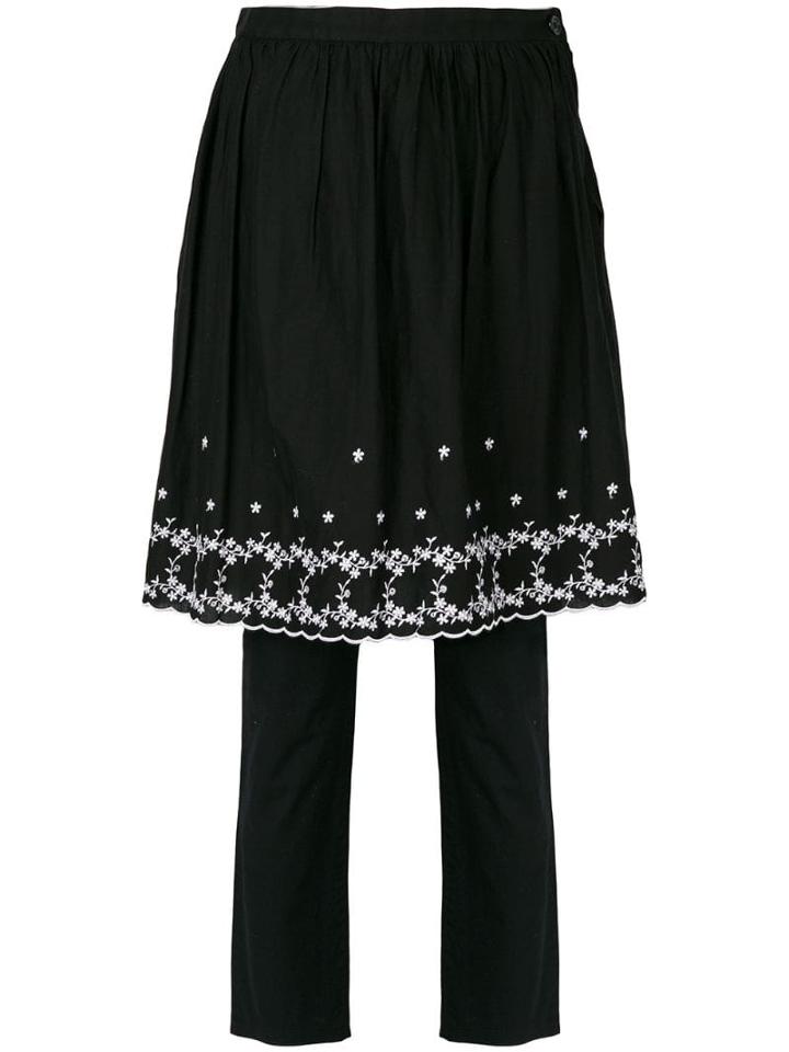 Comme Des Garçons Pre-owned Embroidered Skirt Over Trousers - Black