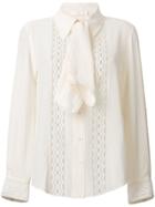 Chloé Ruffled Lace Insert Blouse - Nude & Neutrals