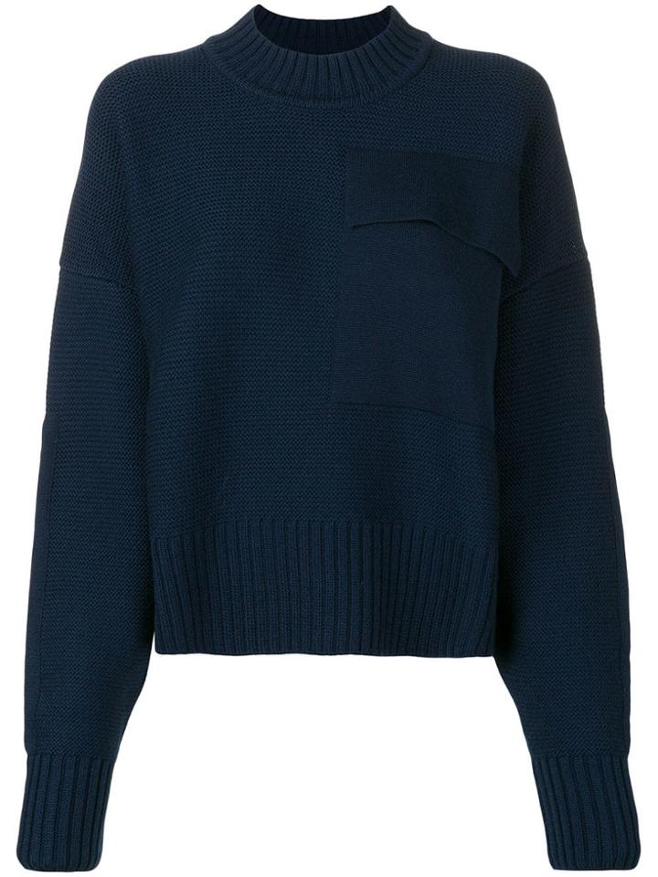 Jil Sander Navy Chest Pocket Jumper - Blue