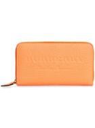 Burberry Embossed Leather Ziparound Wallet - Yellow & Orange