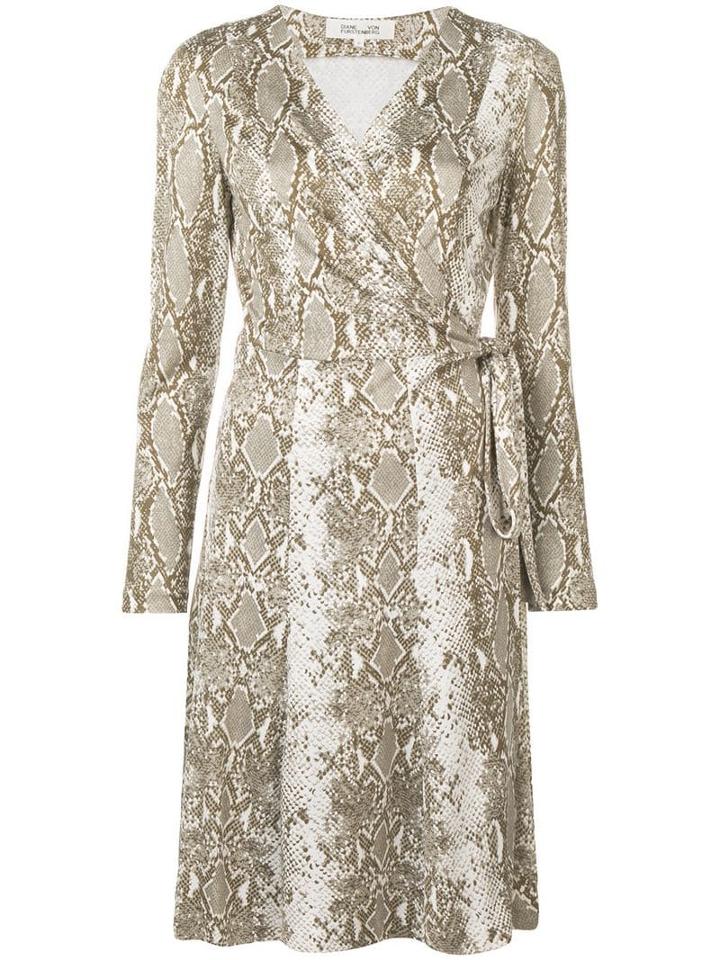 Diane Von Furstenberg Python Print Wrap-front Dress - Neutrals