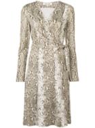 Diane Von Furstenberg Python Print Wrap-front Dress - Neutrals