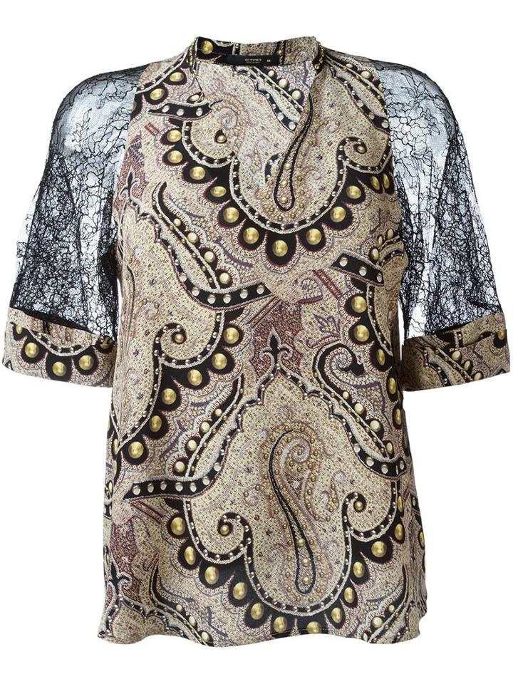 Etro Lace Sleeve Blouse, Women's, Size: 42, Nude/neutrals, Silk/polyamide/viscose