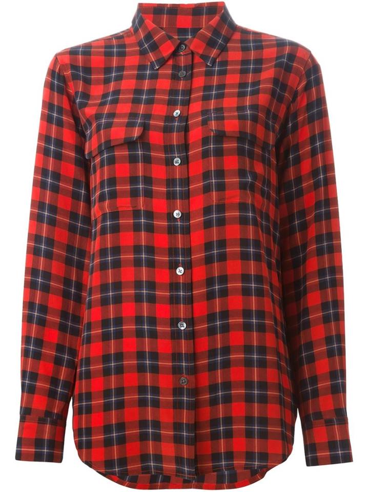 Equipment Checked Shirt, Women's, Size: Xs, Red, Silk