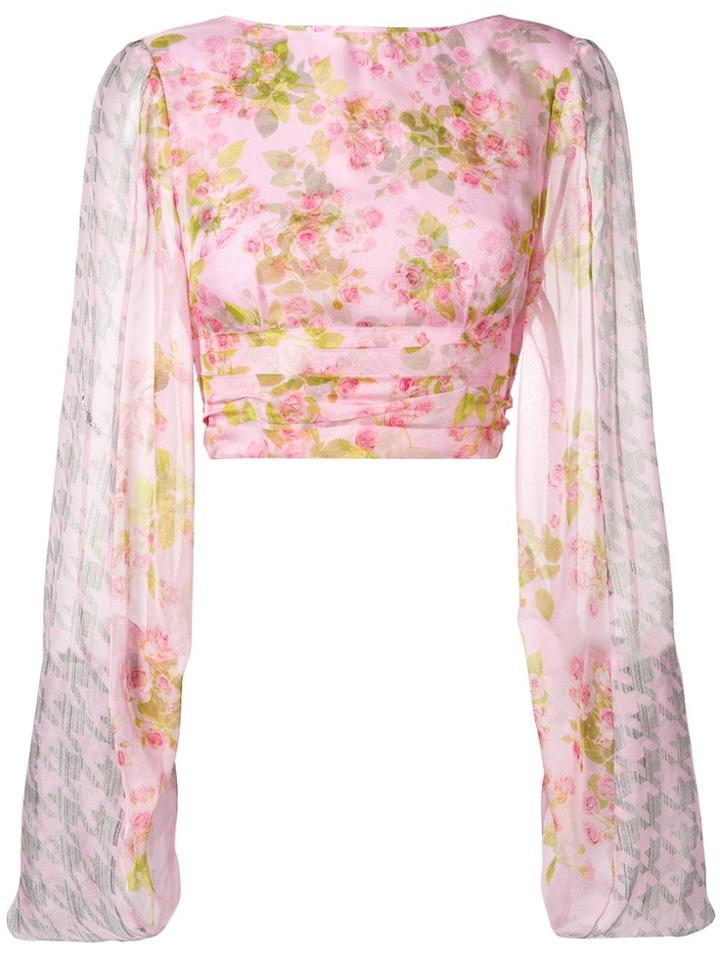 Natasha Zinko Cropped Floral Blouse - Pink