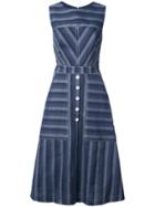 Carolina Herrera Denim Striped Dress - Blue