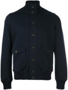 Eleventy Button Down Bomber Jacket, Men's, Size: Xl, Blue, Cotton/polyamide