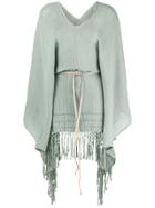 Caravana Long Sleeve Long Fringe Kaftan - Green