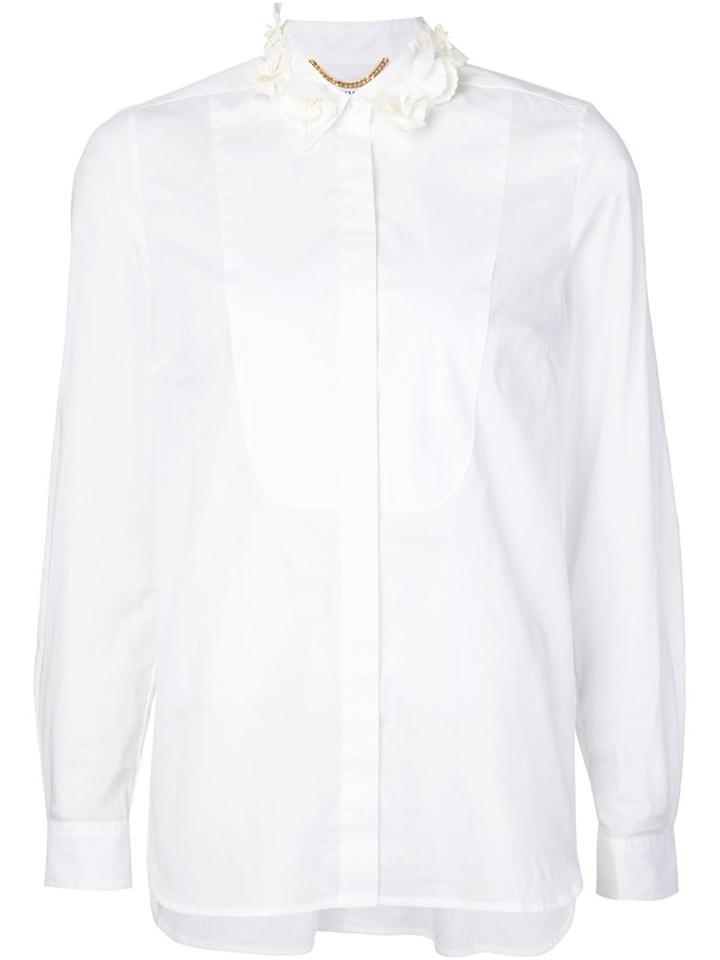 Muveil Flower Appliqué Collar Shirt, Women's, Size: 40, White, Cotton