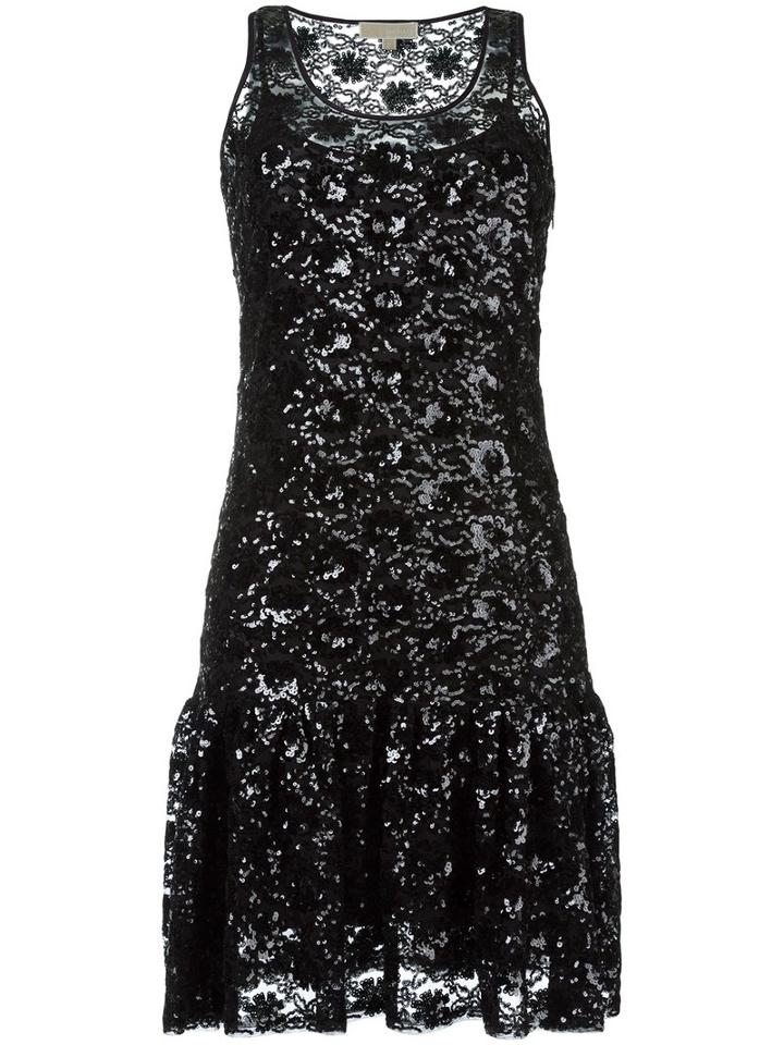 Michael Michael Kors Sequined Floral Dress, Women's, Size: Xs, Black, Polyester/plastic