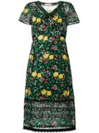 Coach Floral Print Semi-sheer Dress - Green