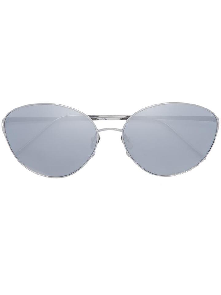 Round Frame Sunglasses, Women's, Grey, Acetate, Linda Farrow