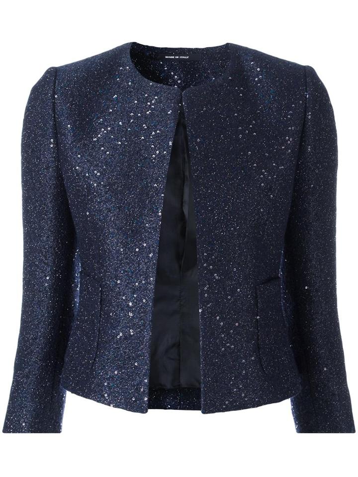 Tagliatore Sequin Embellished Cropped Jacket - Blue