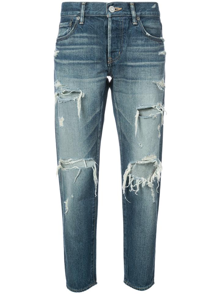 Moussy - Distressed Cropped Jeans - Women - Cotton - 30, Blue, Cotton