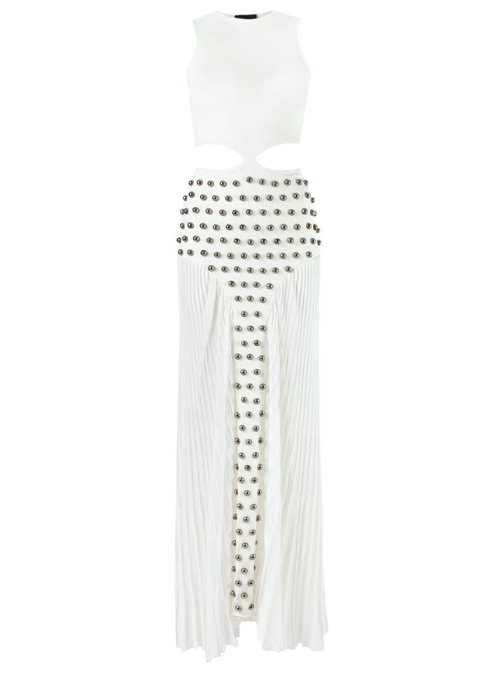 Andrea Bogosian Long Knitted Studded Dress, Women's, Size: P, White, Polyamide/viscose