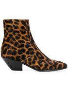 Saint Laurent Leo Animal-print Ankle Boots - Brown