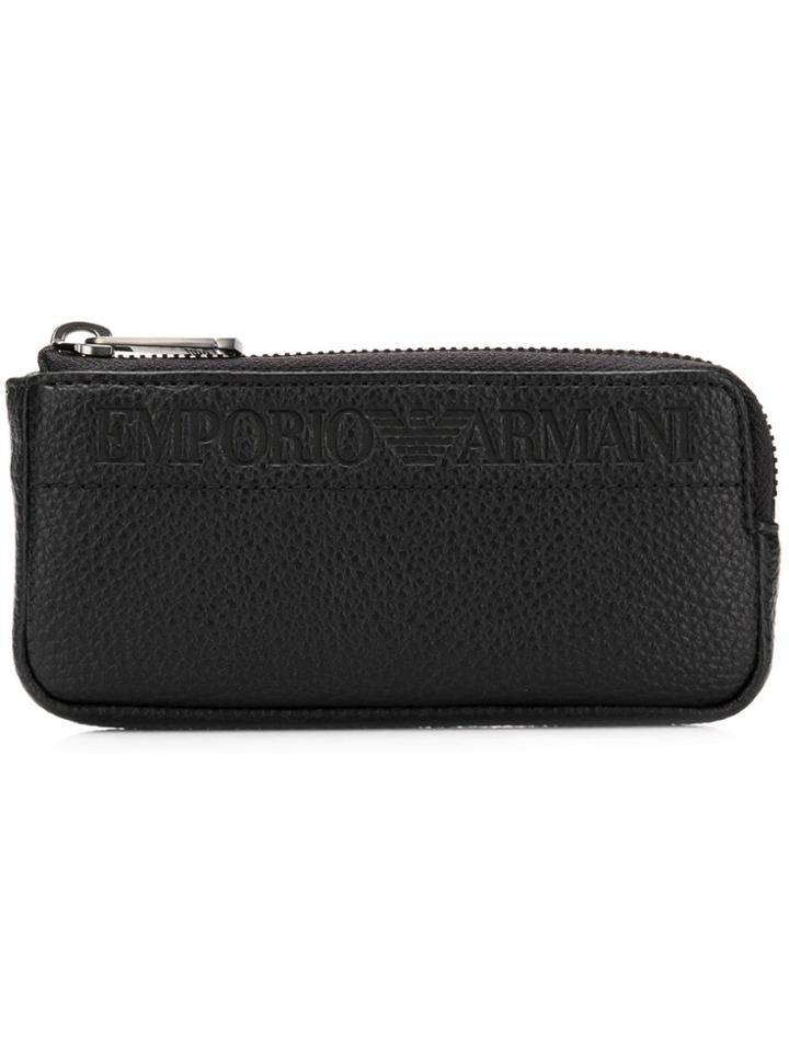 Emporio Armani Embossed Logo Zipped Wallet - Black