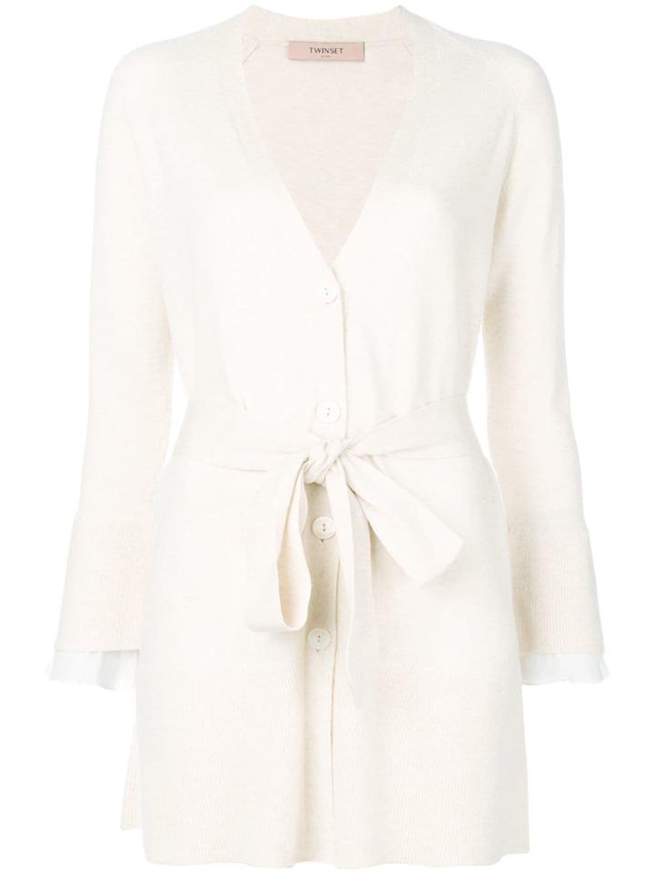 Twin-set Belted Cardigan - Nude & Neutrals