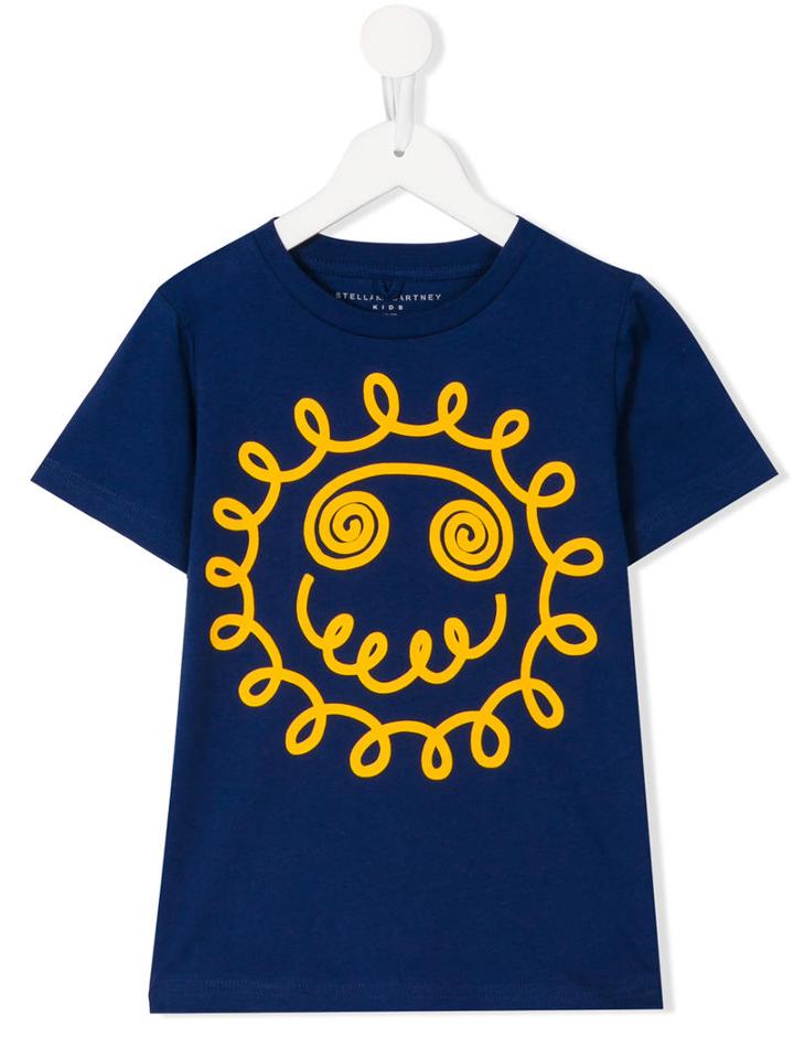 Stella Mccartney Kids Smiley Face Print T-shirt, Boy's, Size: 12 Yrs, Blue