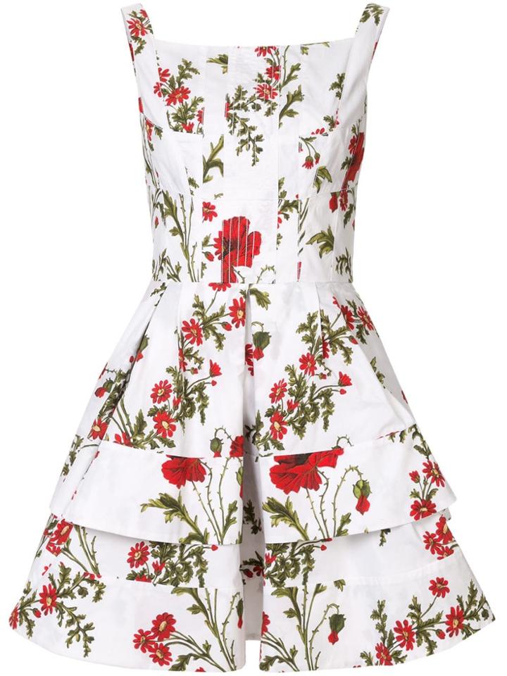 Alexander Mcqueen Poppyfield Print Dress - White