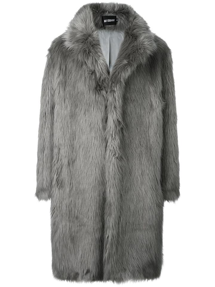 Misbhv Fur Effect Coat, Men's, Size: Small, Grey, Acetate/polyester/polyamide/viscose