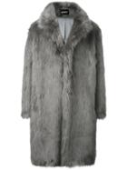 Misbhv Fur Effect Coat, Men's, Size: Small, Grey, Acetate/polyester/polyamide/viscose