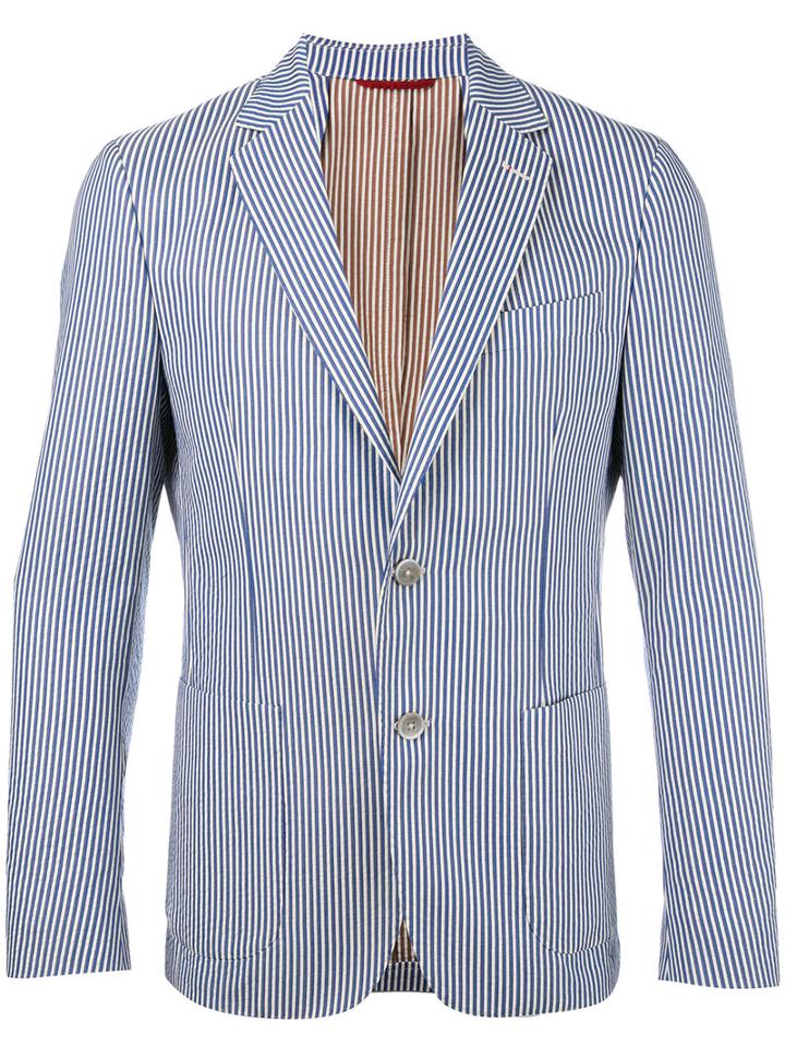 Fay Striped Blazer, Men's, Size: 52, Blue, Cotton