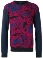 Versace Jacquard Knit Sweater - Blue