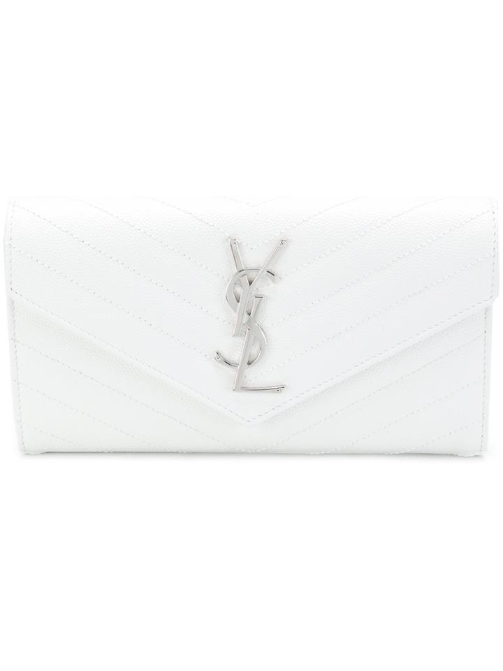Saint Laurent Large Monogram Wallet - White