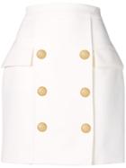 Balmain Button Detail Skirt - White