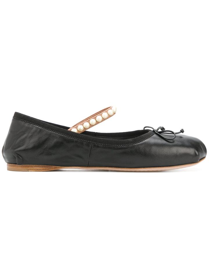 Miu Miu Embellished Ballerinas - Black