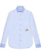 Gucci Tiger Fil Coupé Cotton Shirt - Blue