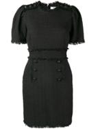 Msgm Bouclé Tweed Frayed Dress - Black