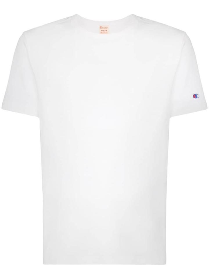 Champion Logo Embroidered Short-sleeved Cotton T-shirt - White