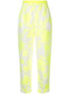 Delpozo Floral Print Tapered Trousers - Yellow