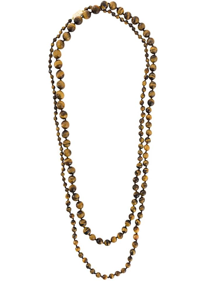 Rosantica Long Beaded Necklace - Brown