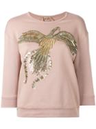 No21 Sequin Embellished Sweatshirt, Women's, Size: 44, Pink/purple, Cotton/polyester/pvc/glass